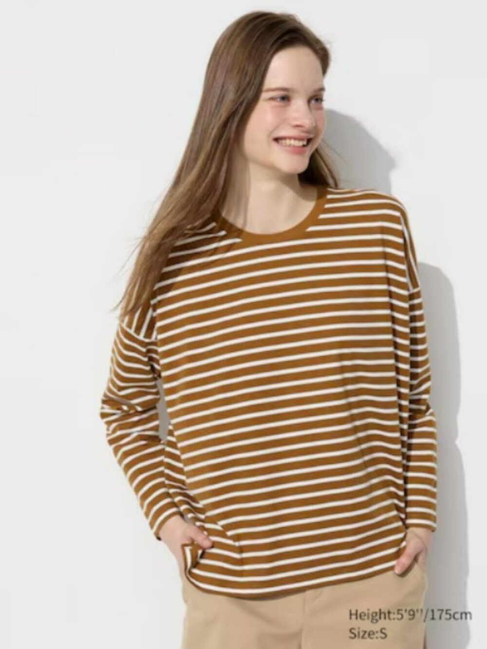 Uniqlo Smooth Cotton Oversized T-Shirt Striped, Size L EUC